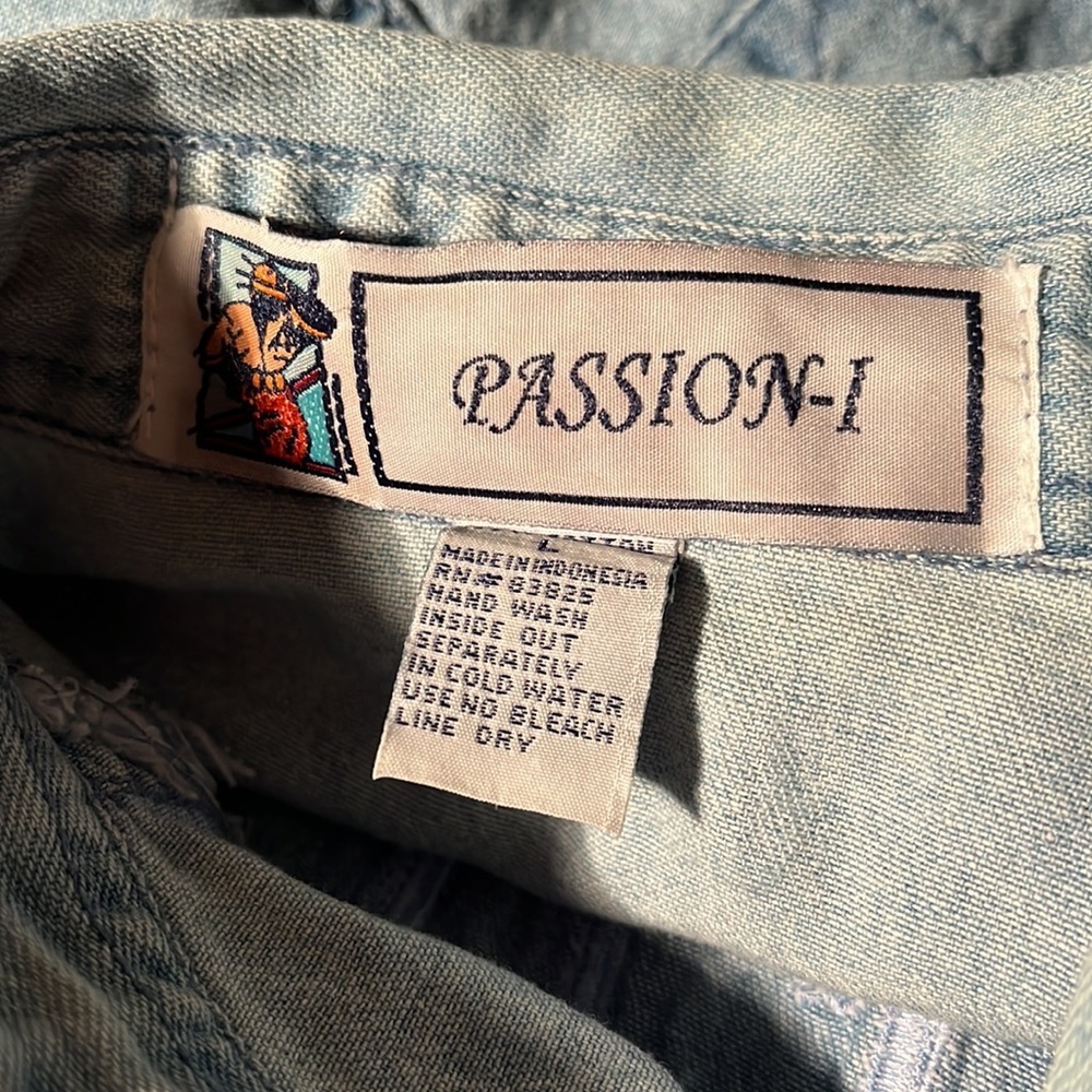 Passion-I Blue denim shirt Size large - Picture 7 of 8